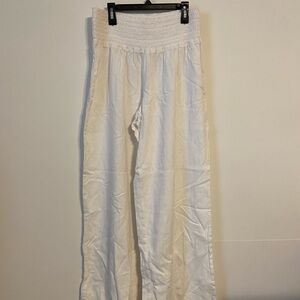 Linen Wide Leg Cream Pants